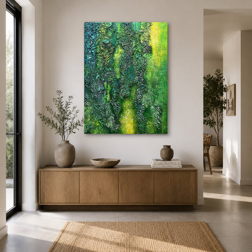 Emerald Forest – Original Textured Abstract Oil Painting on Canvas | Luxury Nature Wall Art