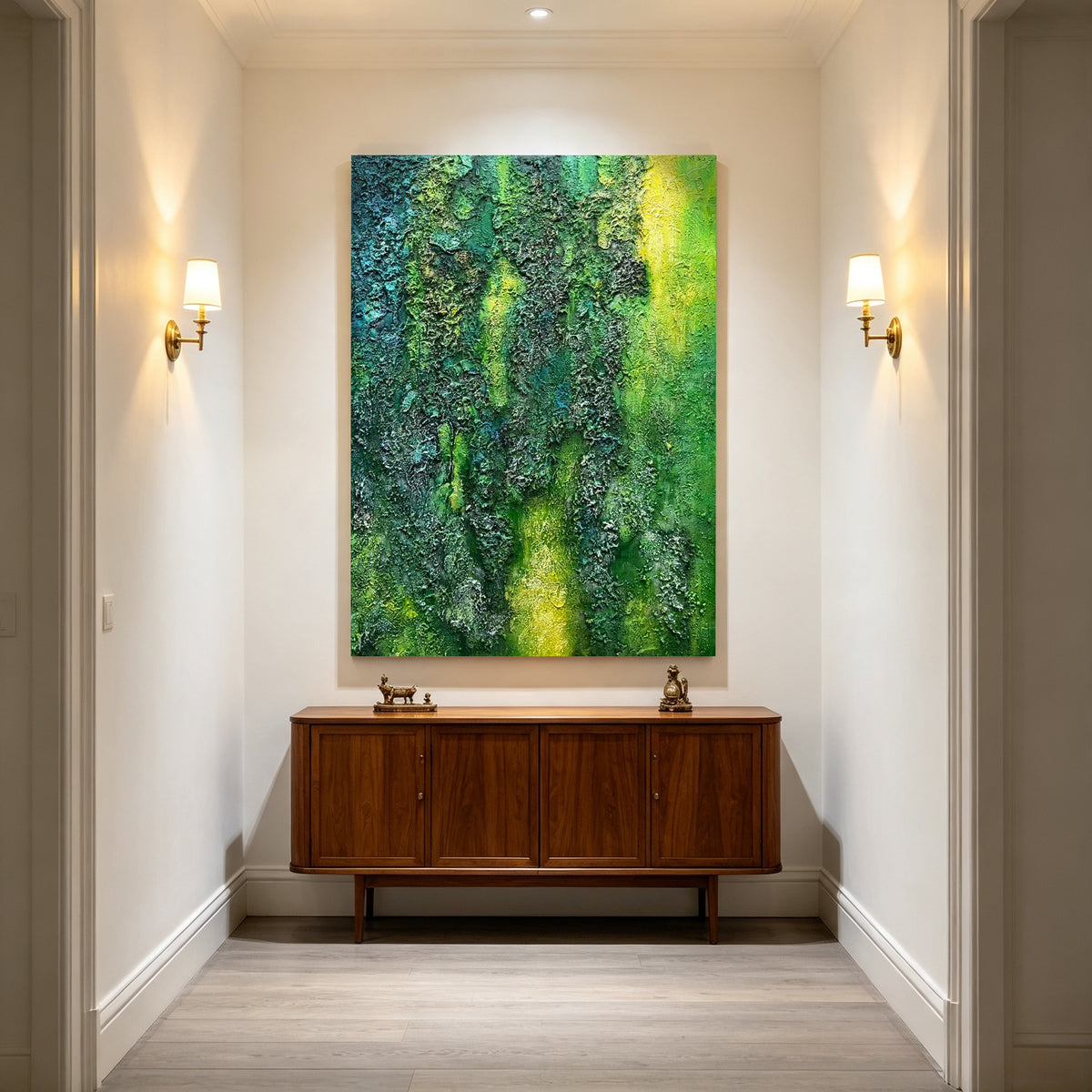 Emerald Forest – Original Textured Abstract Oil Painting on Canvas | Luxury Nature Wall Art
