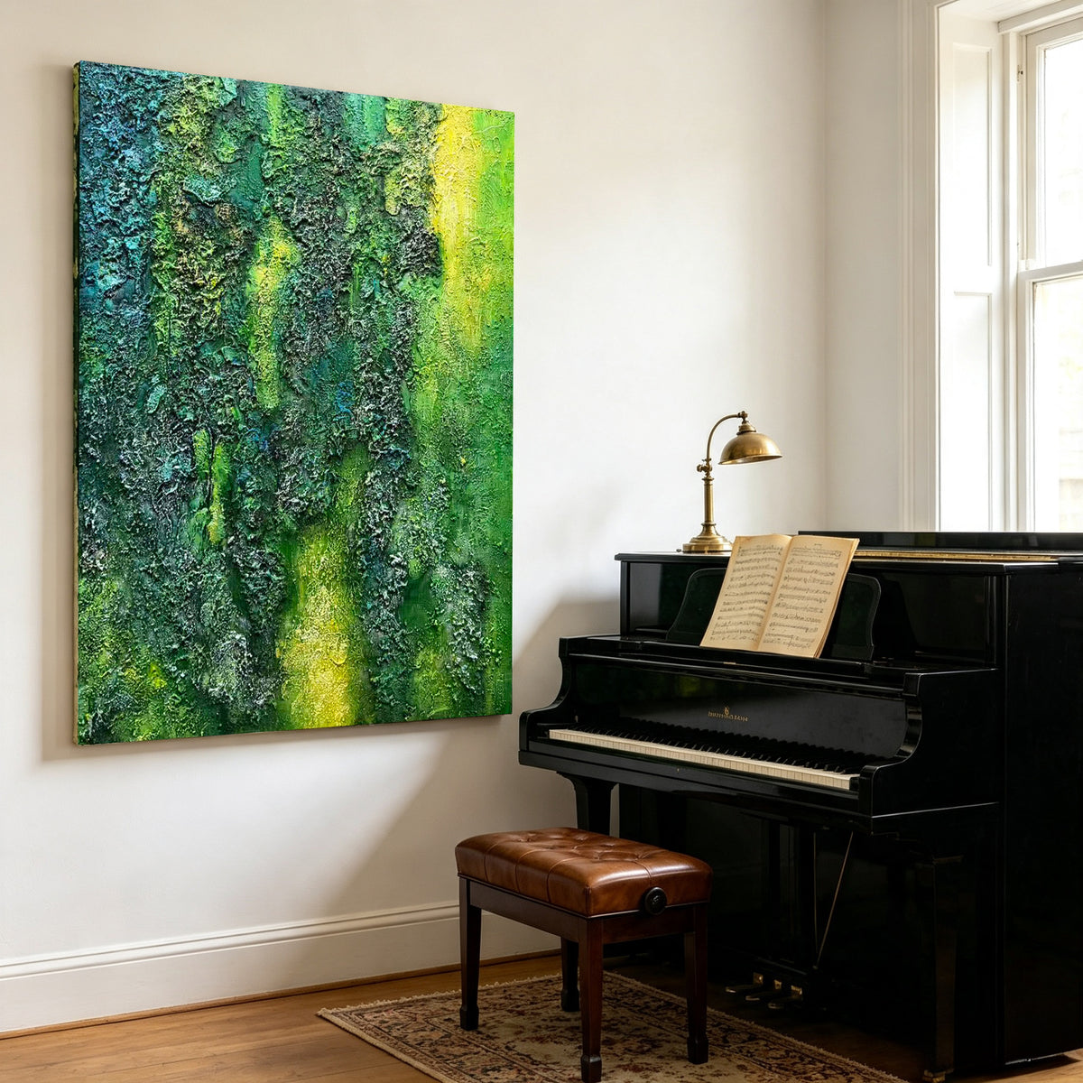Emerald Forest – Original Textured Abstract Oil Painting on Canvas | Luxury Nature Wall Art