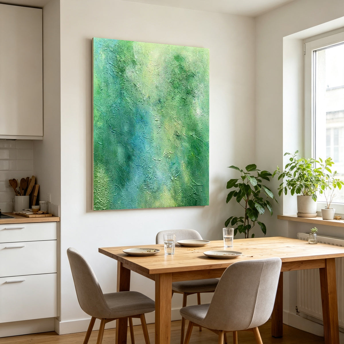 Eternal Green – Original Hand Painted Abstract Oil Painting on Canvas | Contemporary Wall Art