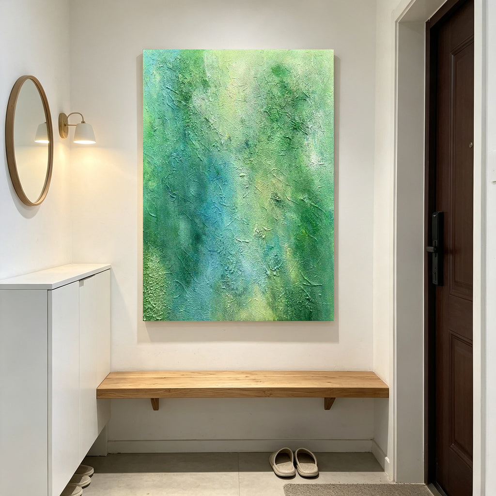 Eternal Green – Original Hand Painted Abstract Oil Painting on Canvas | Contemporary Wall Art