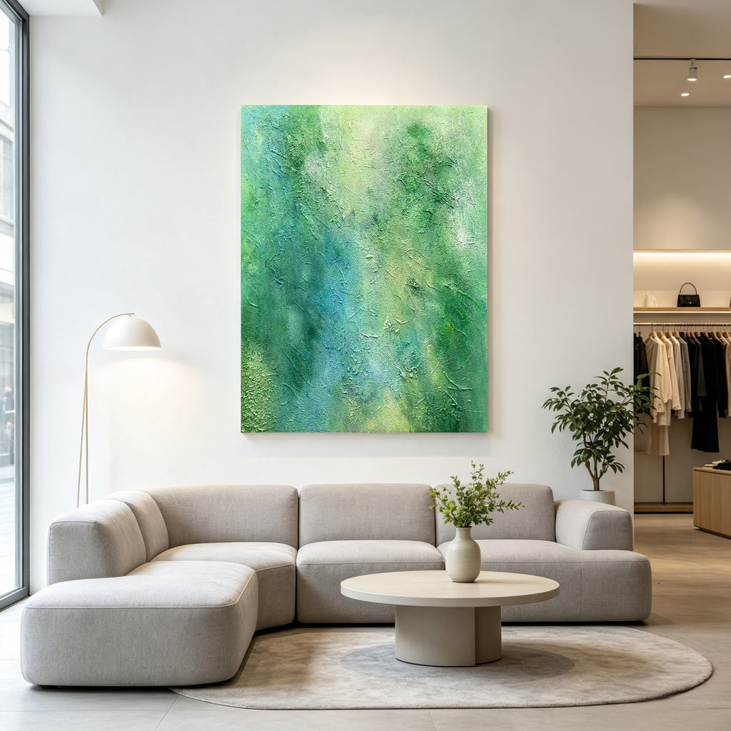 Eternal Green – Original Hand Painted Abstract Oil Painting on Canvas | Contemporary Wall Art