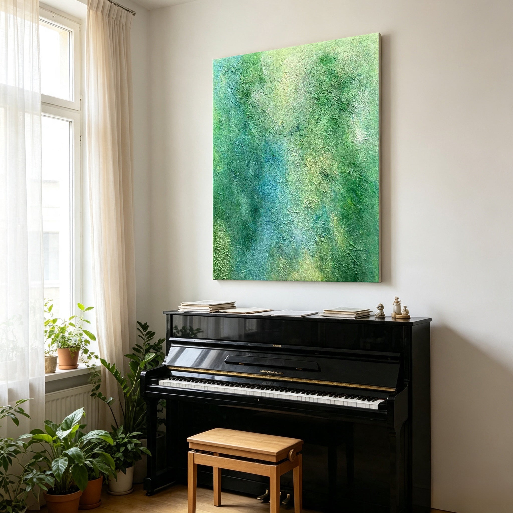 Eternal Green – Original Hand Painted Abstract Oil Painting on Canvas | Contemporary Wall Art